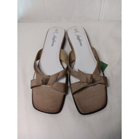 Fanfares Thai Womens 9.5 Dress Sandal Natural Tan Slide Slip On Knotted NEW - Picture 3 of 8